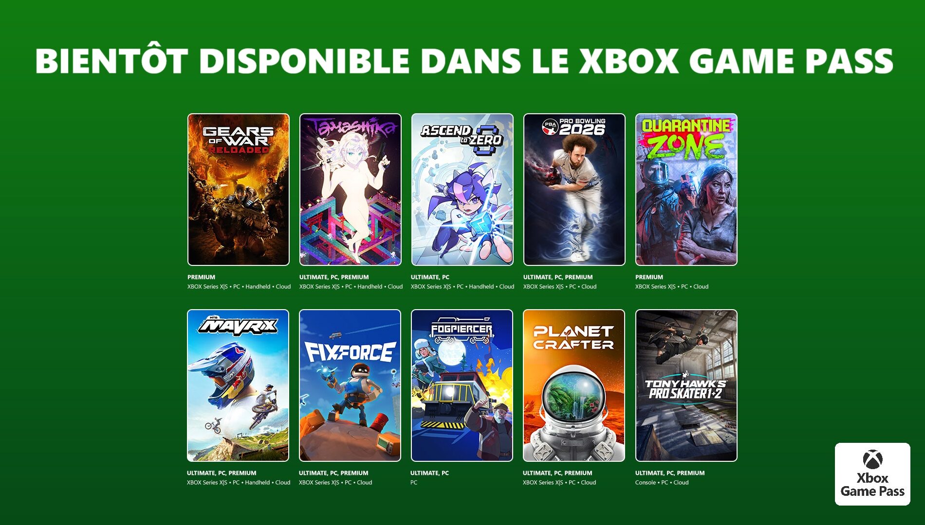 Xbox Game Pass : Tony Hawk’s Pro Skater 1 + 2, The Planet Crafter et Palworld 1.0 en tête d’affiche des nouveautés de juillet 2026